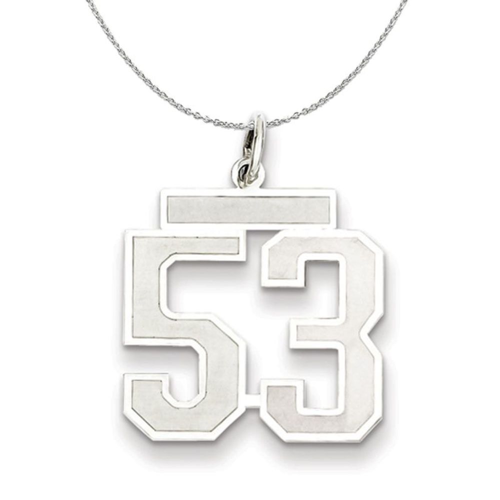 Sterling Silver, Jersey Collection, Medium Number 53 Necklace - 18 In